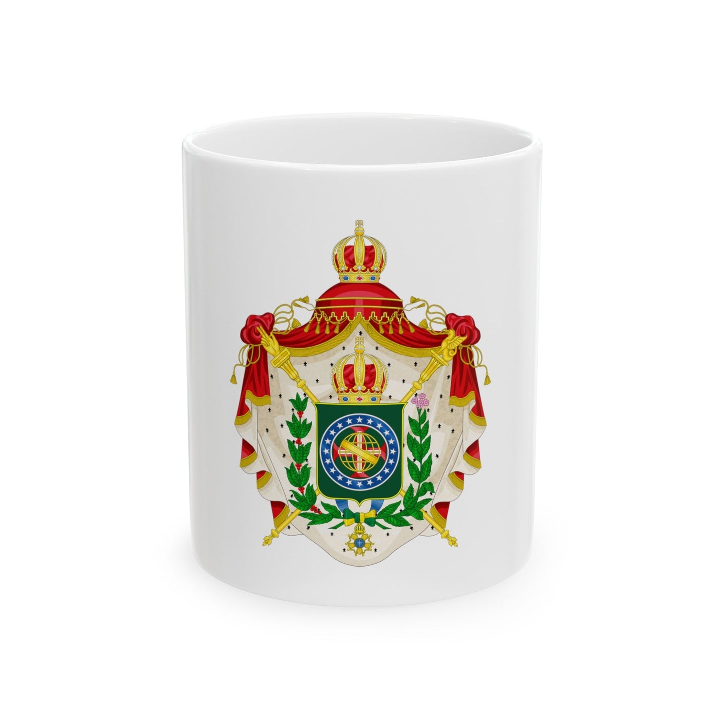 Coat of arms of the Empire of Brazil - White Coffee Mug-11oz-The Sticker Space