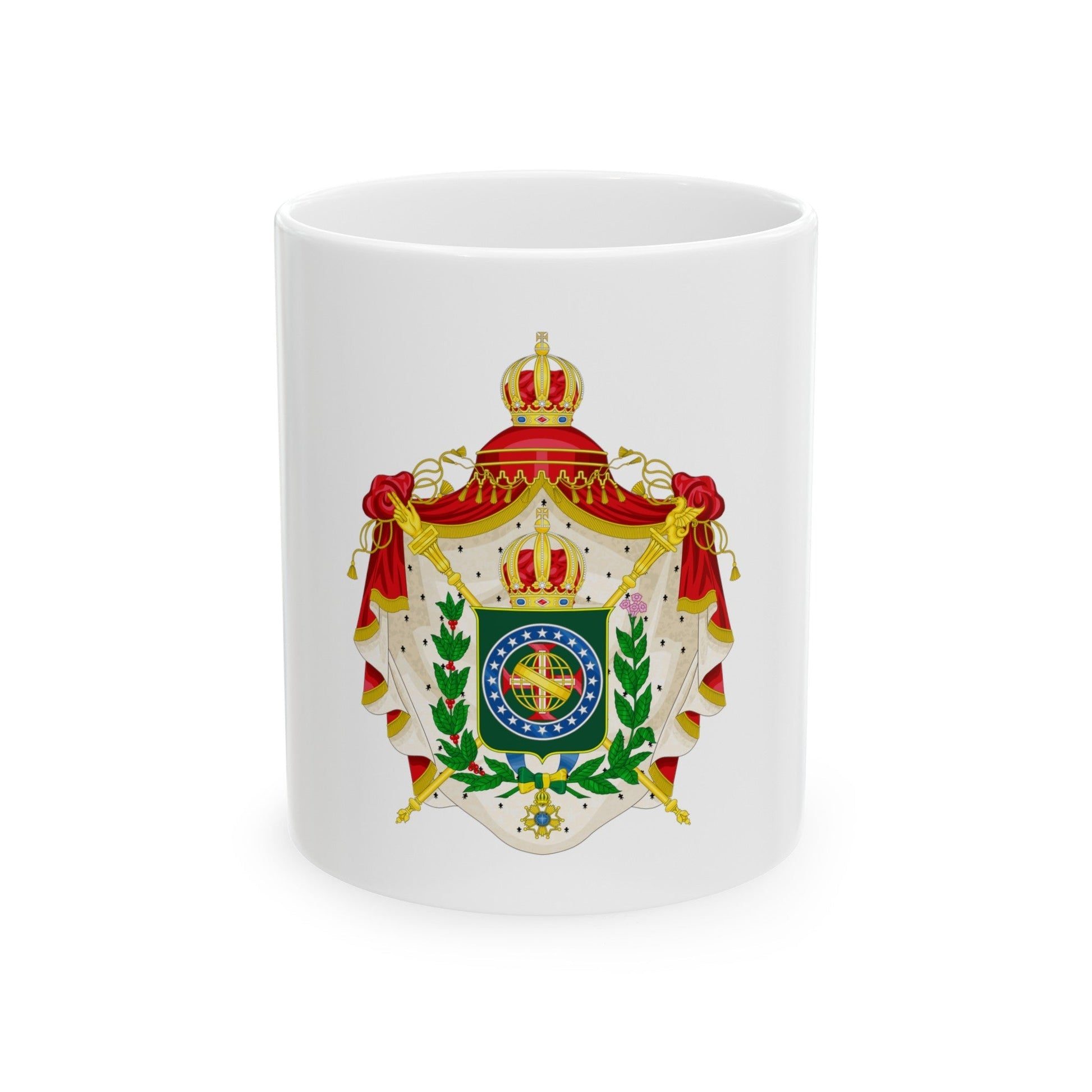 Coat of arms of the Empire of Brazil - White Coffee Mug-11oz-The Sticker Space