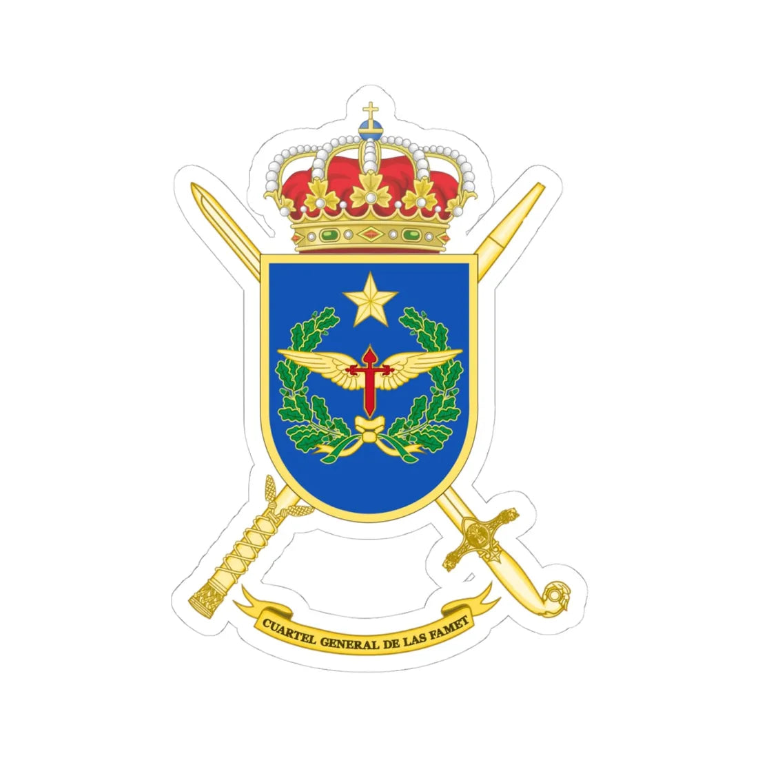 Coat of Arms of the FAMET Headquarters (Spain) (Coat of Arms) STICKER Vinyl Kiss-Cut Decal 4 Inch White - The Sticker Space