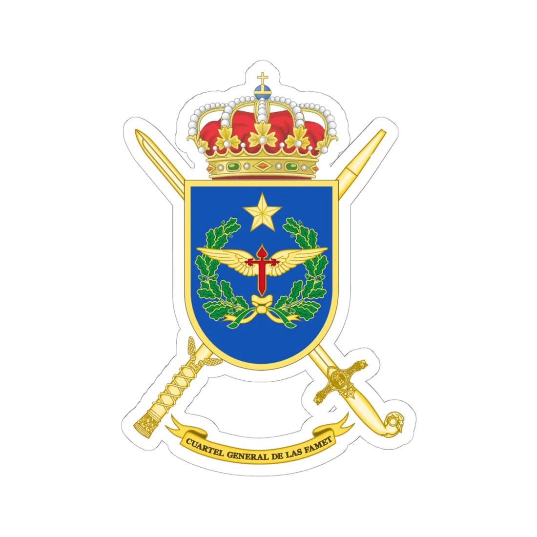 Coat of Arms of the FAMET Headquarters (Spain) (Coat of Arms) STICKER Vinyl Kiss-Cut Decal 6 Inch White - The Sticker Space
