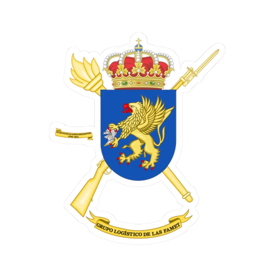 Coat of Arms of the FAMET Logistics Group (Spain) (Coat of Arms) STICKER Vinyl Kiss-Cut Decal 2 Inch White - The Sticker Space