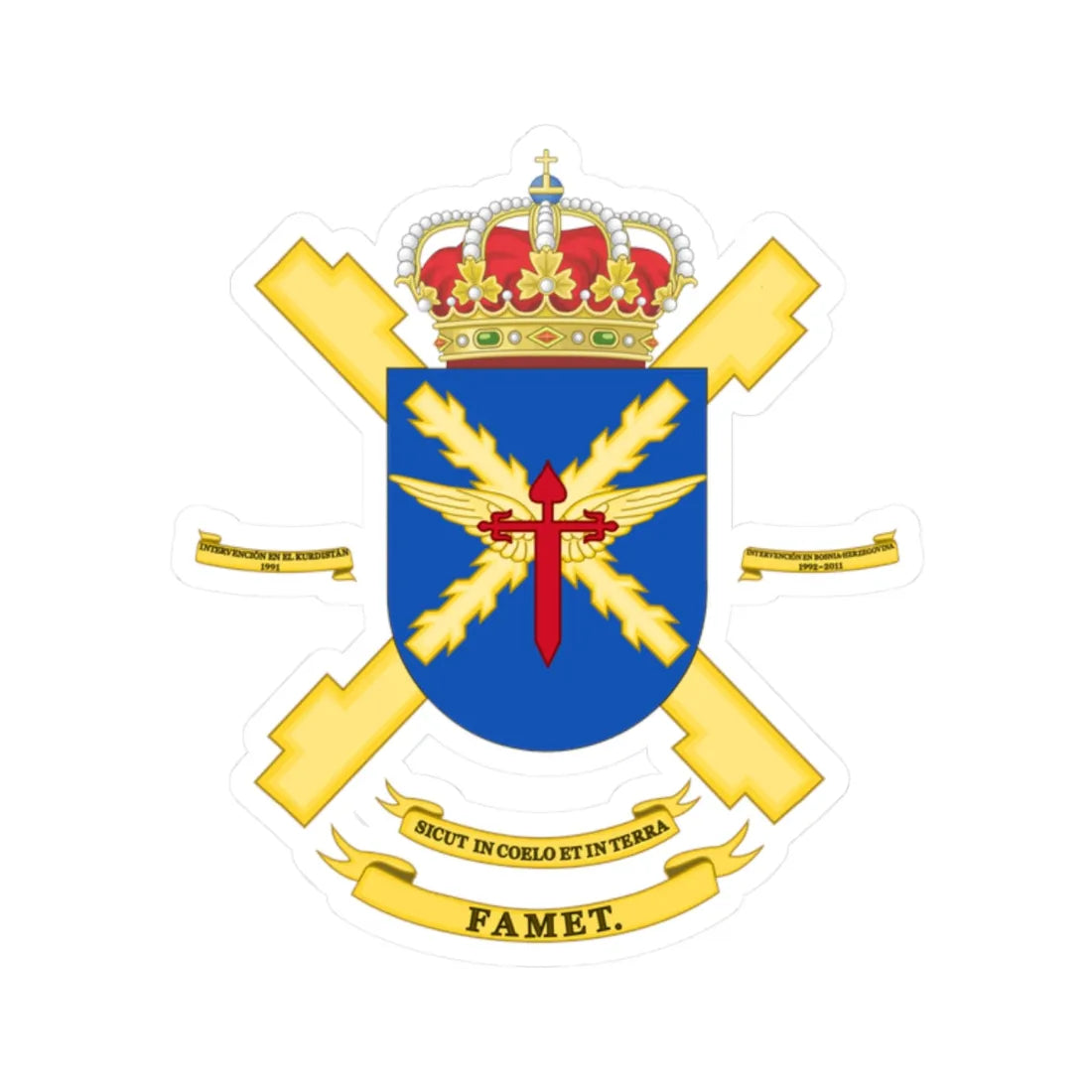 Coat of Arms of the FAMET (Spain) (Coat of Arms) STICKER Vinyl Kiss-Cut Decal 2 Inch White - The Sticker Space