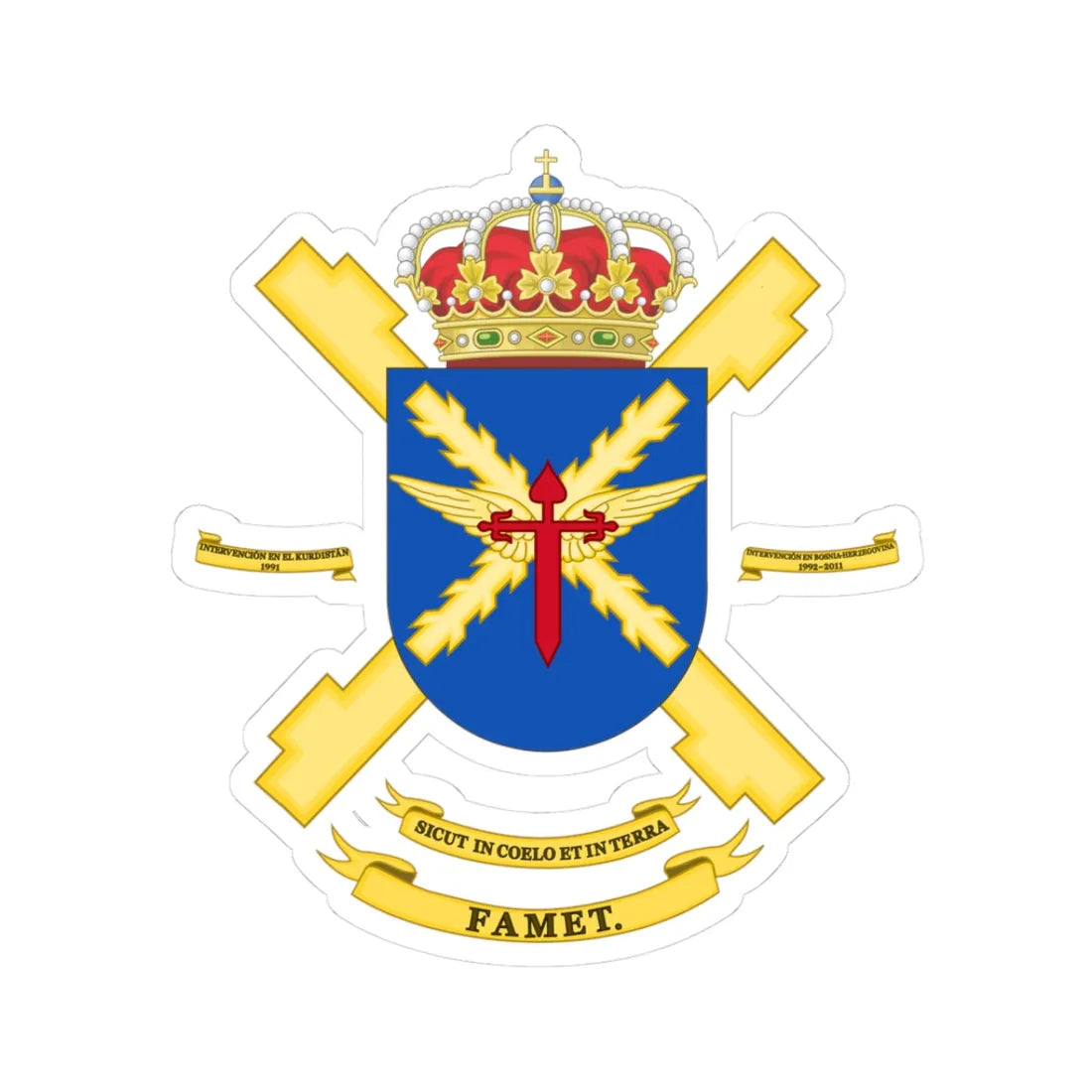 Coat of Arms of the FAMET (Spain) (Coat of Arms) STICKER Vinyl Kiss-Cut Decal 3 Inch White - The Sticker Space