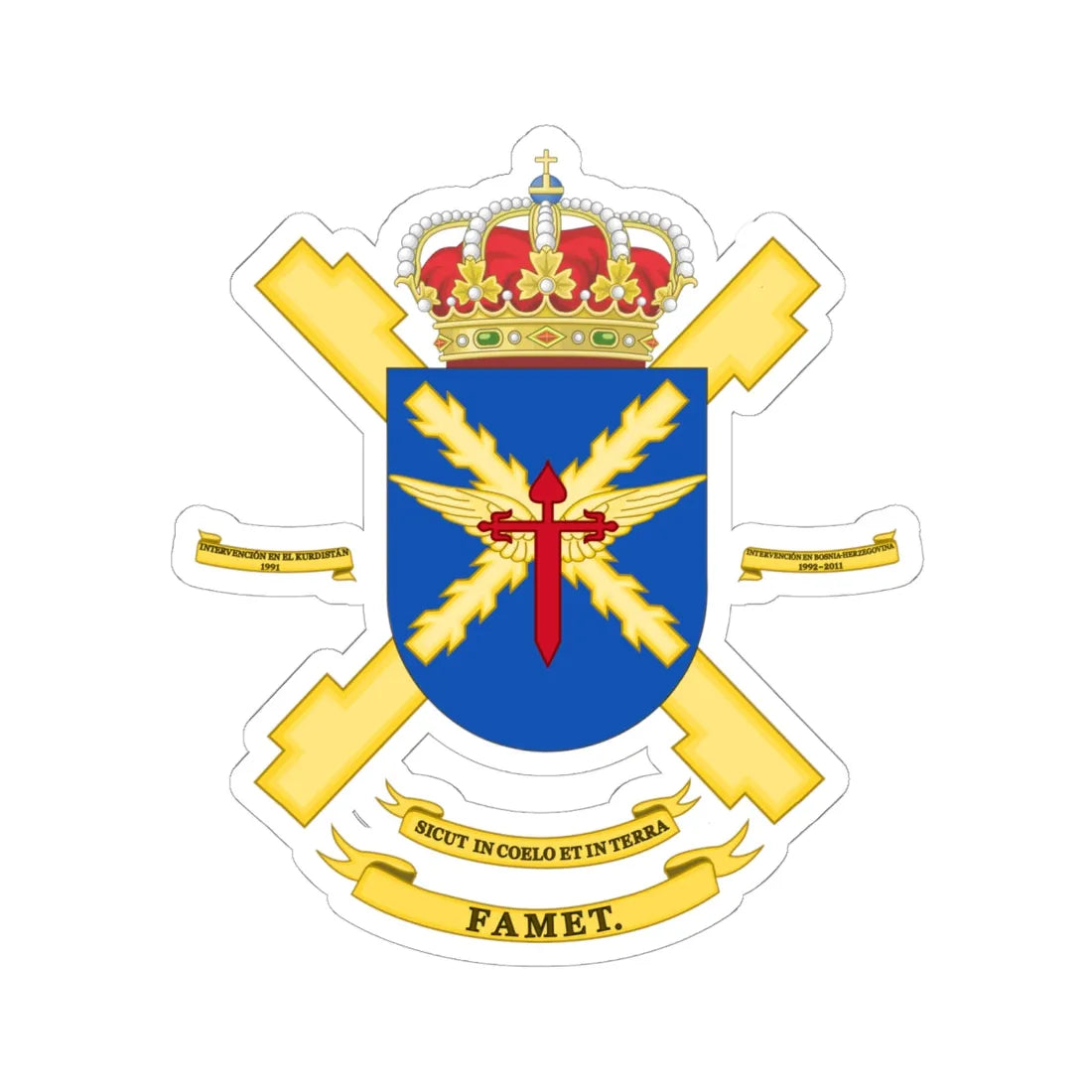 Coat of Arms of the FAMET (Spain) (Coat of Arms) STICKER Vinyl Kiss-Cut Decal 6 Inch White - The Sticker Space