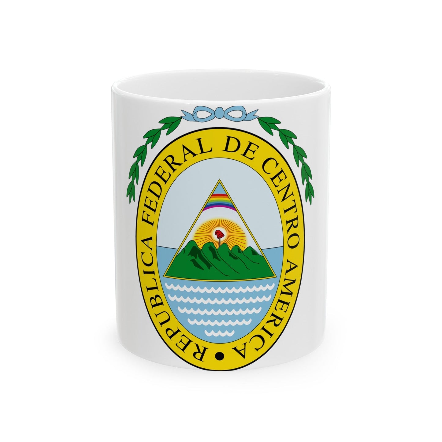 Coat of arms of the Federal Republic of Central America - White Coffee Mug-11oz-The Sticker Space