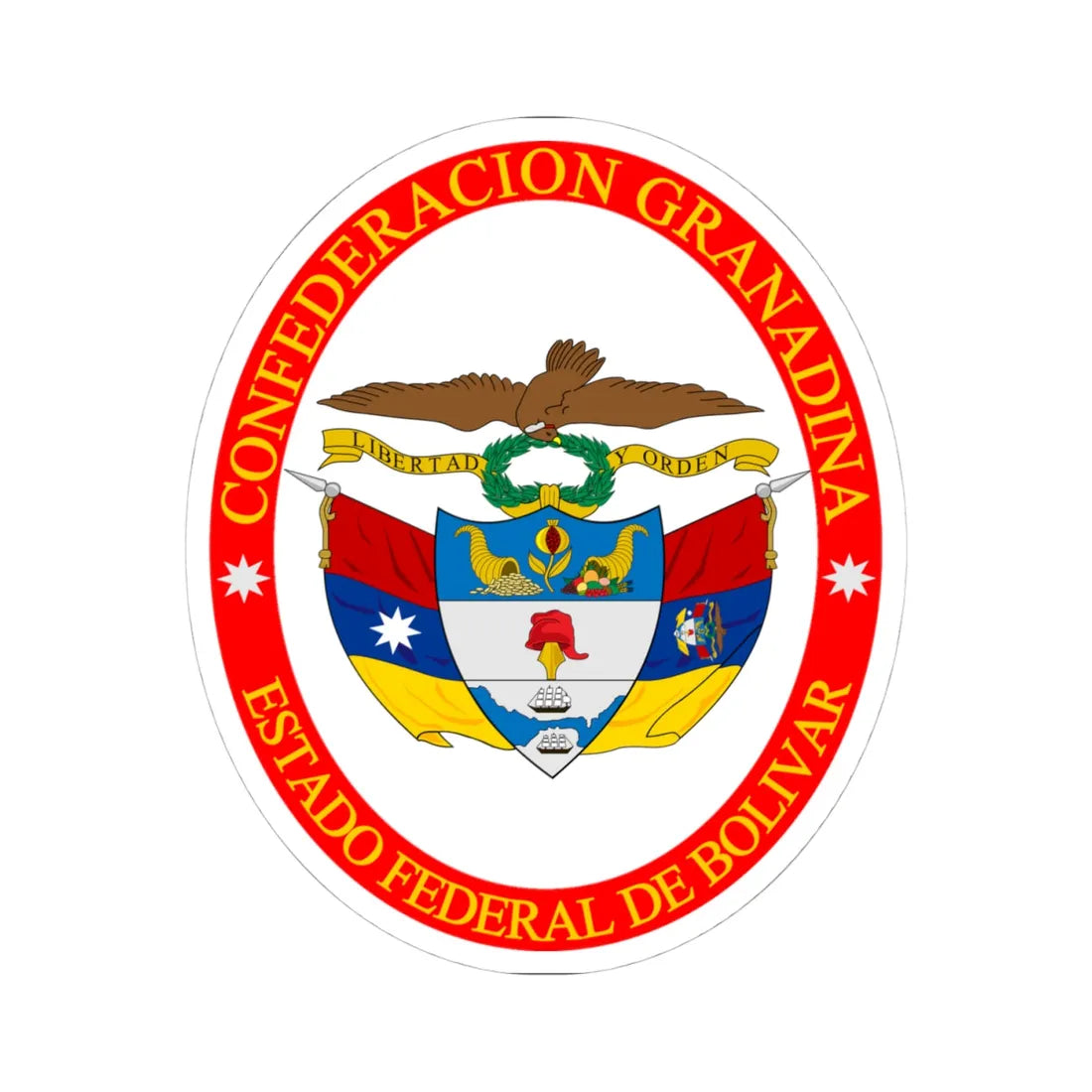 Coat of arms of the Federal State of Bolivar (Coat of Arms) STICKER Vinyl Kiss-Cut Decal 4 Inch White - The Sticker Space