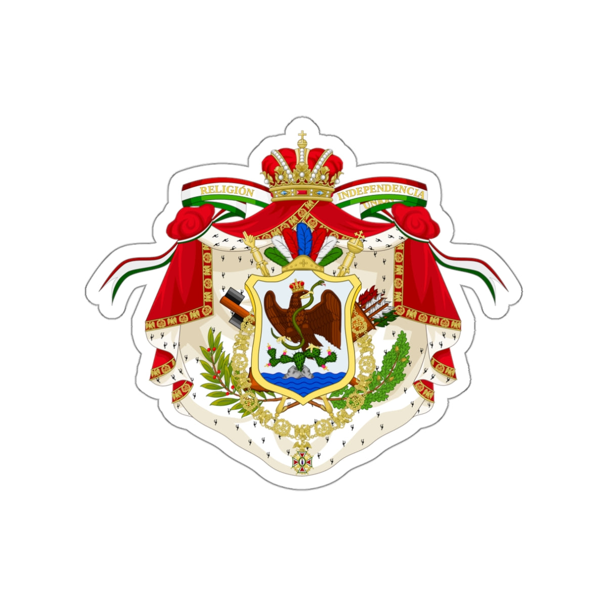 Coat of Arms of the First Mexican Empire STICKER Vinyl Die-Cut Decal-White-The Sticker Space