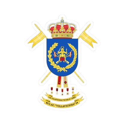 Coat of Arms of the Former 14th Cavalry Regiment Villaviciosa (Spain) (Coat of Arms) STICKER Vinyl Kiss-Cut Decal 2 Inch White - The Sticker Space