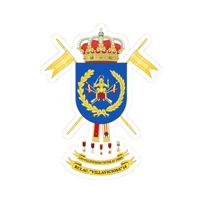 Coat of Arms of the Former 14th Cavalry Regiment Villaviciosa (Spain) (Coat of Arms) STICKER Vinyl Kiss-Cut Decal 3 Inch White - The Sticker Space