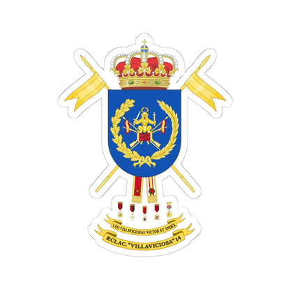 Coat of Arms of the Former 14th Cavalry Regiment Villaviciosa (Spain) (Coat of Arms) STICKER Vinyl Kiss-Cut Decal 6 Inch White - The Sticker Space