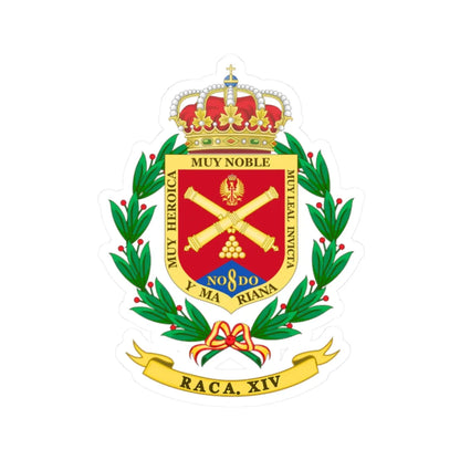 Coat of Arms of the Former 14th Field Artillery Regiment (Spain) (Coat of Arms) STICKER Vinyl Kiss-Cut Decal 2 Inch White - The Sticker Space