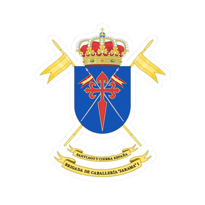 Coat of Arms of the Former 1st Cavalry Brigade Jarama (Spain) (Coat of Arms) STICKER Vinyl Kiss-Cut Decal 2 Inch White - The Sticker Space