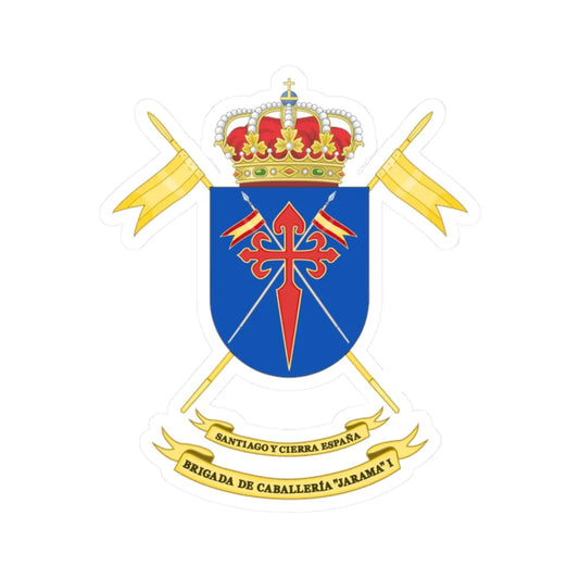 Coat of Arms of the Former 1st Cavalry Brigade Jarama (Spain) (Coat of Arms) STICKER Vinyl Kiss-Cut Decal 2 Inch White - The Sticker Space