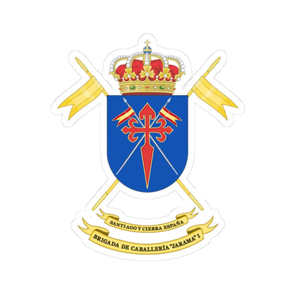 Coat of Arms of the Former 1st Cavalry Brigade Jarama (Spain) (Coat of Arms) STICKER Vinyl Kiss-Cut Decal 3 Inch White - The Sticker Space