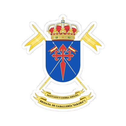 Coat of Arms of the Former 1st Cavalry Brigade Jarama (Spain) (Coat of Arms) STICKER Vinyl Kiss-Cut Decal 4 Inch White - The Sticker Space