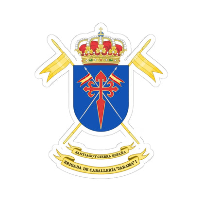 Coat of Arms of the Former 1st Cavalry Brigade Jarama (Spain) (Coat of Arms) STICKER Vinyl Kiss-Cut Decal 6 Inch White - The Sticker Space