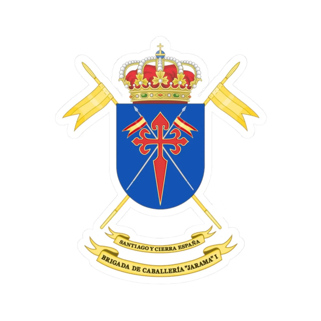 Coat of Arms of the Former 1st Cavalry Brigade Jarama (Spain) (Coat of Arms) STICKER Vinyl Kiss-Cut Decal - The Sticker Space