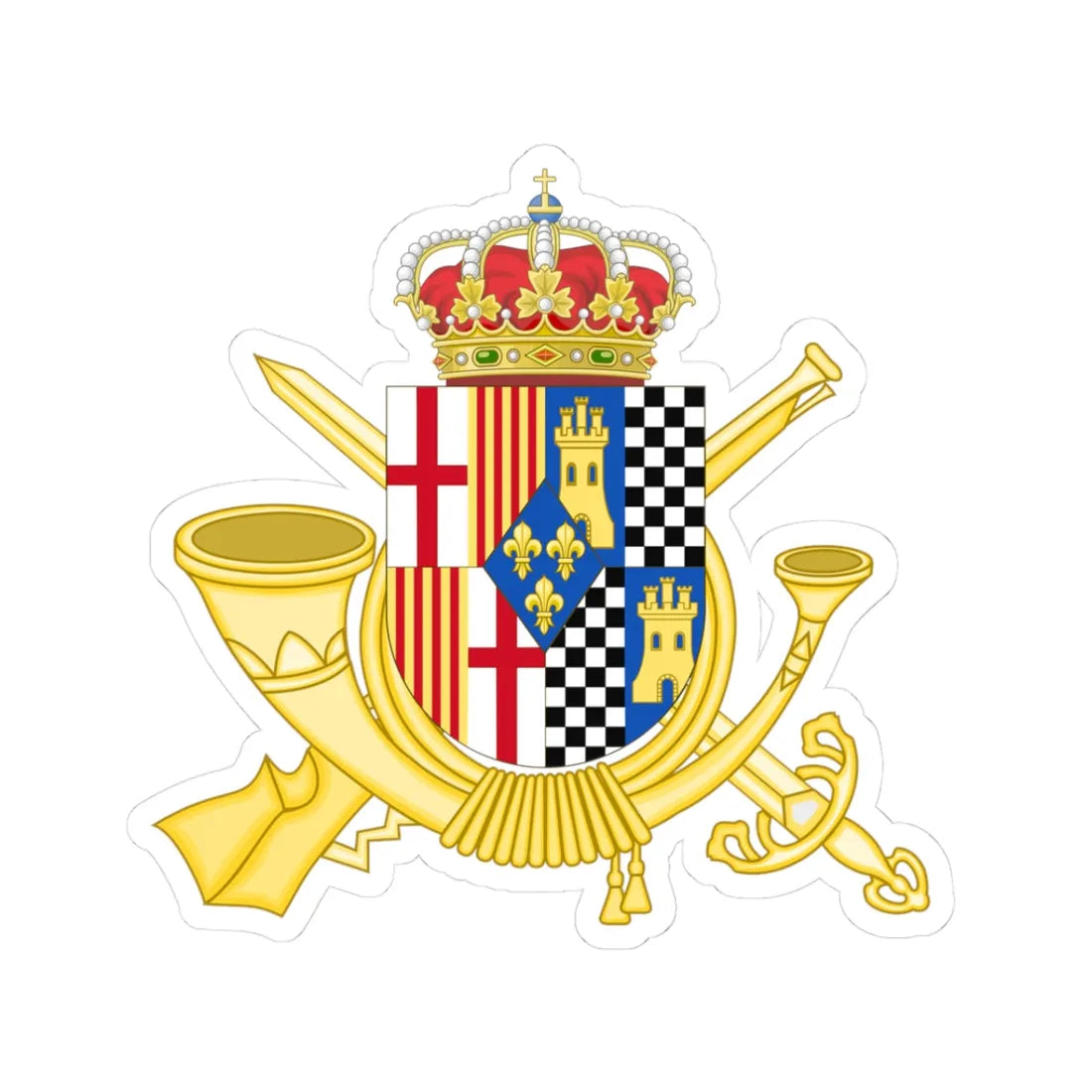 Coat of Arms of the Former 32nd Infantry Regiment San Quintín (Spain) (Coat of Arms) STICKER Vinyl Kiss-Cut Decal 3 Inch White - The Sticker Space