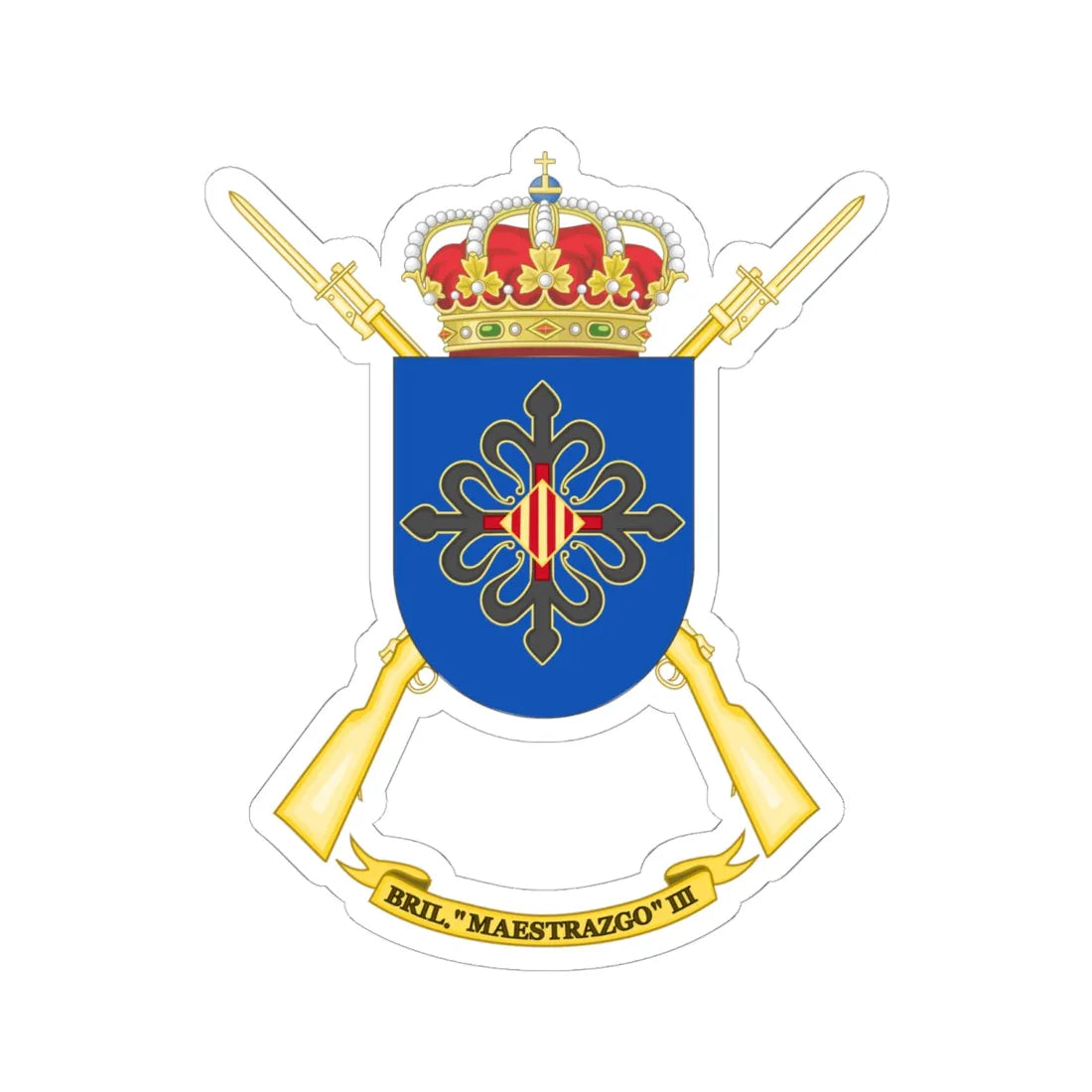 Coat of Arms of the Former 3rd Light Infantry Brigade Maestrazgo (Spain) (Coat of Arms) STICKER Vinyl Kiss-Cut Decal 6 Inch White - The Sticker Space