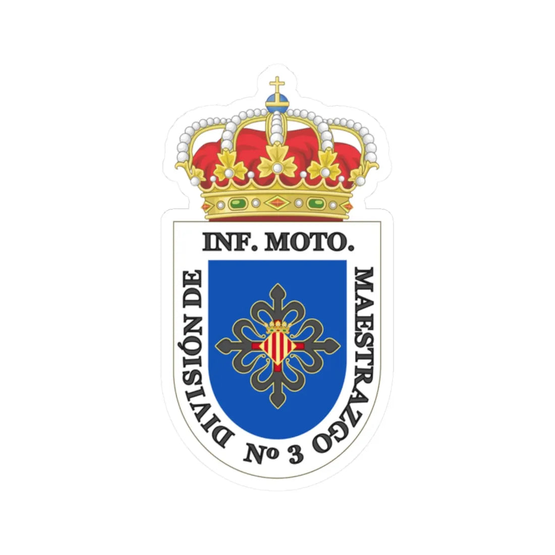 Coat of Arms of the former 3rd Motorized Division Maestrazgo (Spain) (Coat of Arms) STICKER Vinyl Kiss-Cut Decal 2 Inch White - The Sticker Space