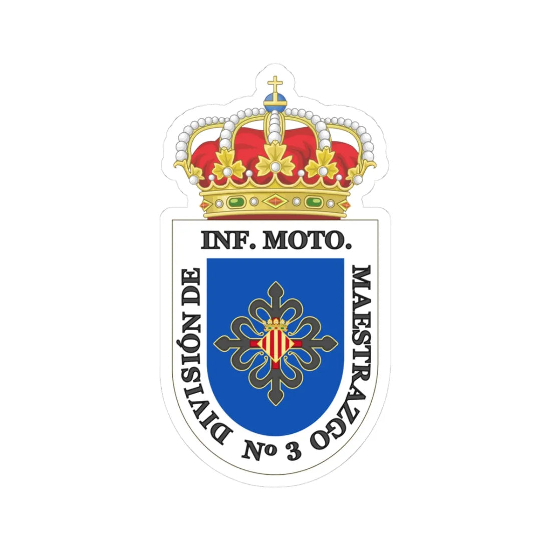 Coat of Arms of the former 3rd Motorized Division Maestrazgo (Spain) (Coat of Arms) STICKER Vinyl Kiss-Cut Decal 3 Inch White - The Sticker Space