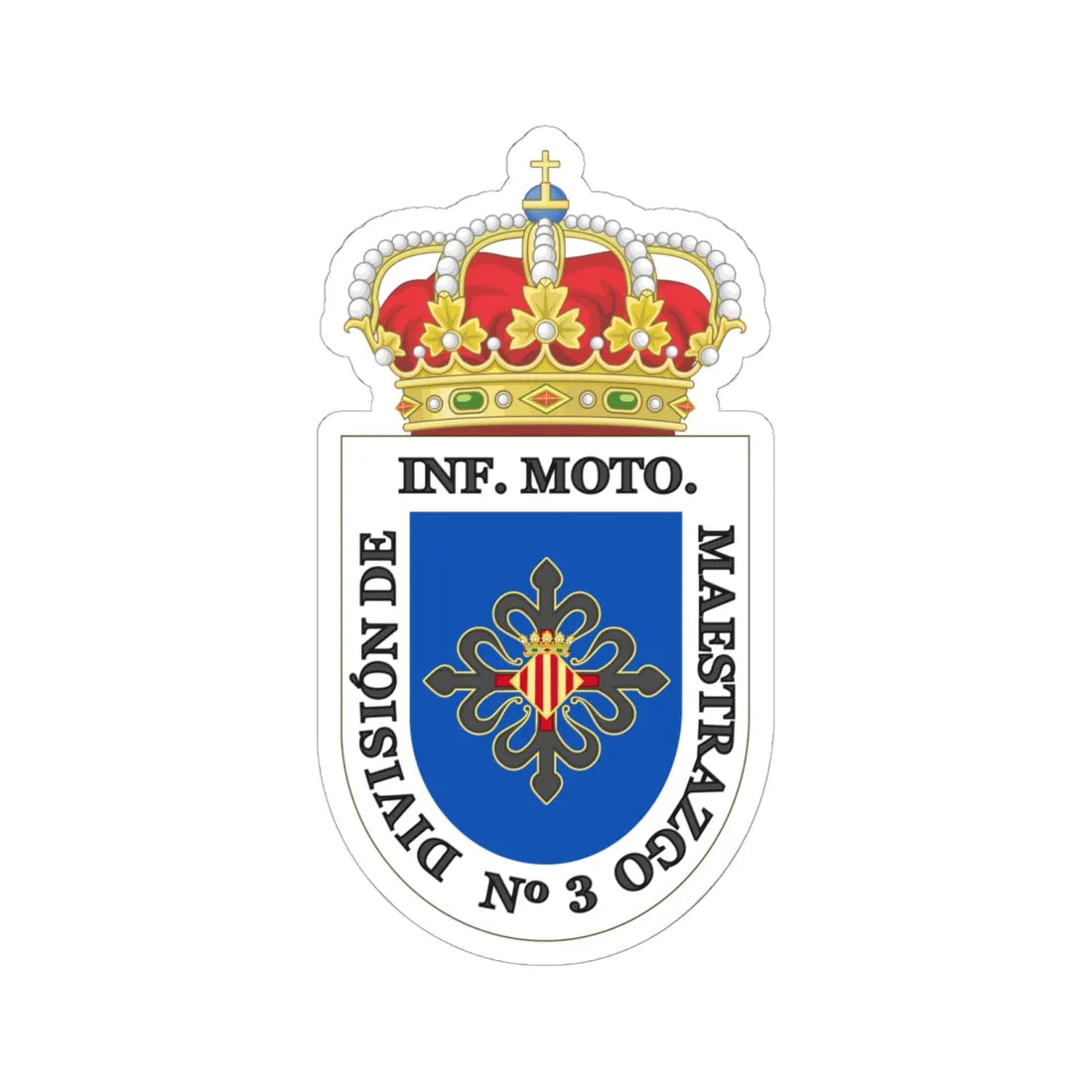 Coat of Arms of the former 3rd Motorized Division Maestrazgo (Spain) (Coat of Arms) STICKER Vinyl Kiss-Cut Decal 6 Inch White - The Sticker Space