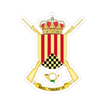 Coat of Arms of the Former 4th Light Infantry Brigade Urgel (Spain) (Coat of Arms) STICKER Vinyl Kiss-Cut Decal 4 Inch White - The Sticker Space