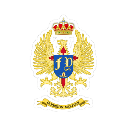 Coat of Arms of the Former 9th Spanish Military Region (Spain) (Coat of Arms) STICKER Vinyl Kiss-Cut Decal 3 Inch White - The Sticker Space