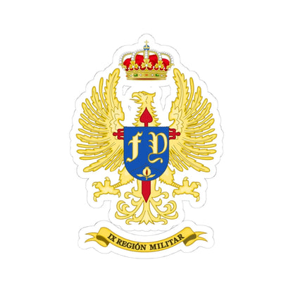 Coat of Arms of the Former 9th Spanish Military Region (Spain) (Coat of Arms) STICKER Vinyl Kiss-Cut Decal 4 Inch White - The Sticker Space