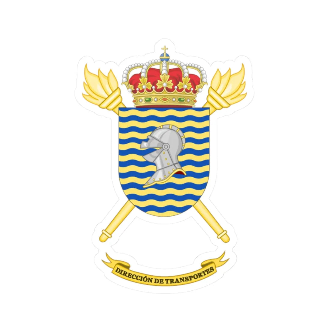 Coat of arms of the Former Spanish Army Transport Directorate (Spain) (Coat of Arms) STICKER Vinyl Kiss-Cut Decal 2 Inch White - The Sticker Space