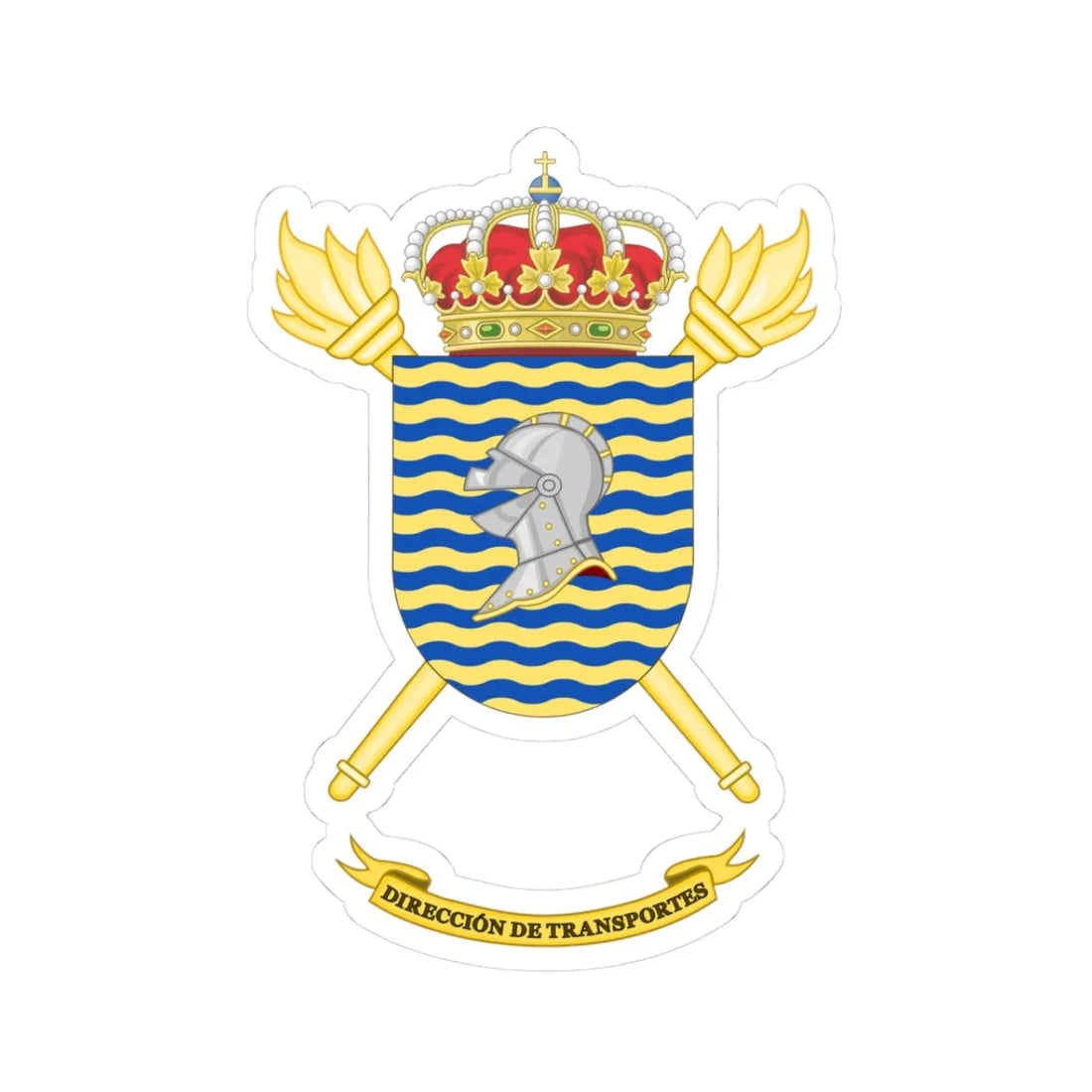 Coat of arms of the Former Spanish Army Transport Directorate (Spain) (Coat of Arms) STICKER Vinyl Kiss-Cut Decal 3 Inch White - The Sticker Space