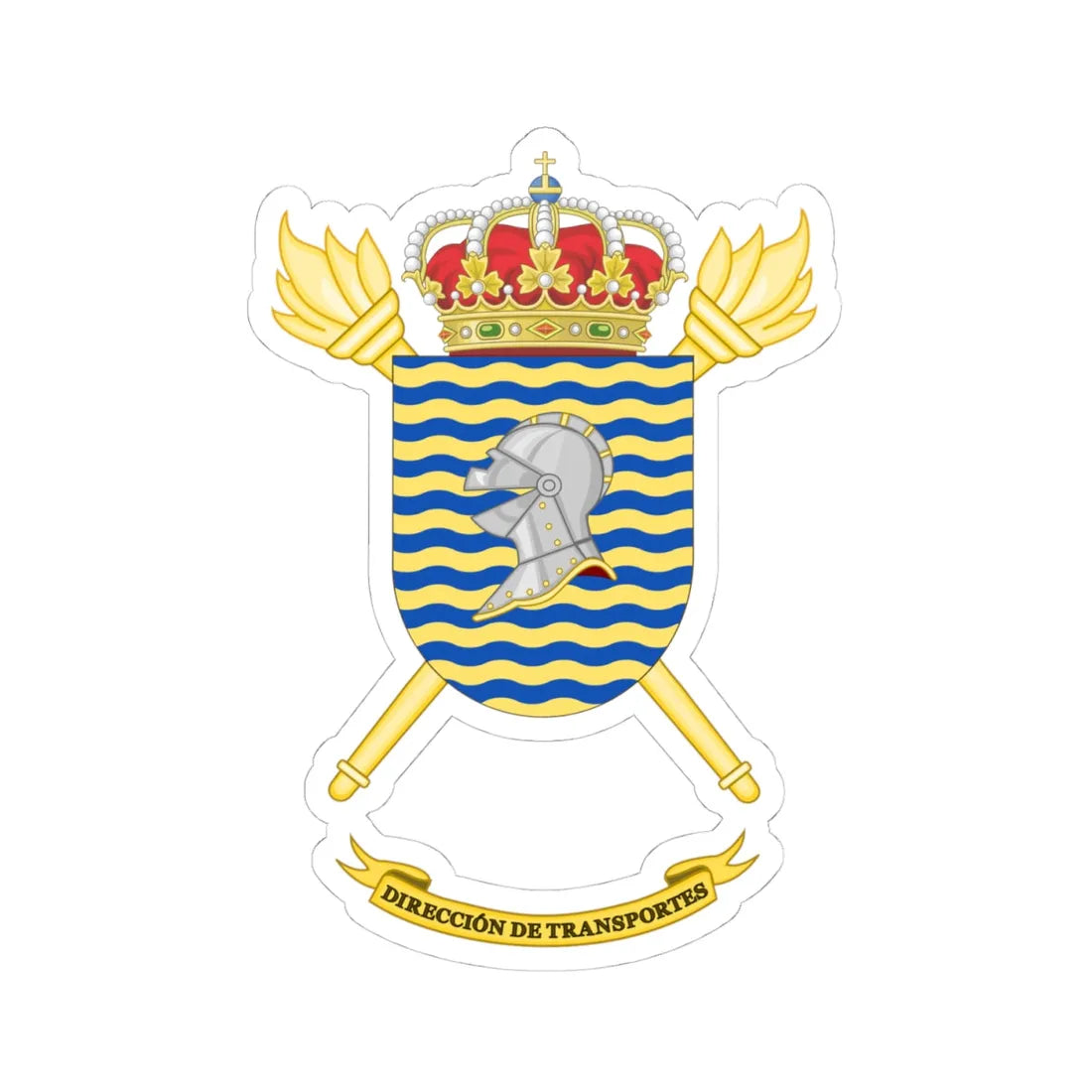 Coat of arms of the Former Spanish Army Transport Directorate (Spain) (Coat of Arms) STICKER Vinyl Kiss-Cut Decal 4 Inch White - The Sticker Space