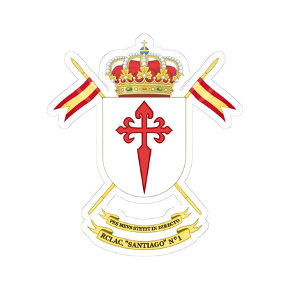 Coat of Arms of the Former1st Light Armored Cavalry Regiment Santiago (Spain) (Coat of Arms) STICKER Vinyl Kiss-Cut Decal 4 Inch White - The Sticker Space