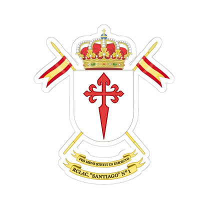 Coat of Arms of the Former1st Light Armored Cavalry Regiment Santiago (Spain) (Coat of Arms) STICKER Vinyl Kiss-Cut Decal 6 Inch White - The Sticker Space