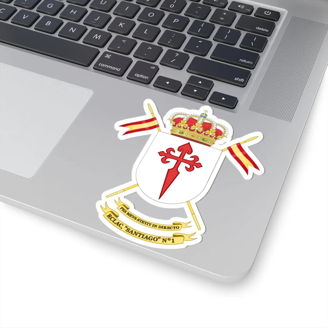 Coat of Arms of the Former1st Light Armored Cavalry Regiment Santiago (Spain) (Coat of Arms) STICKER Vinyl Kiss-Cut Decal - The Sticker Space