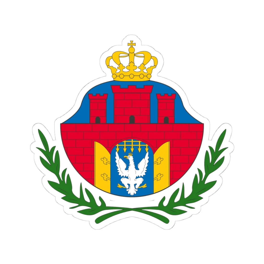 Coat of arms of the Free City of Cracow (Poland) (Coat of Arms) STICKER Vinyl Kiss-Cut Decal 4 Inch White - The Sticker Space