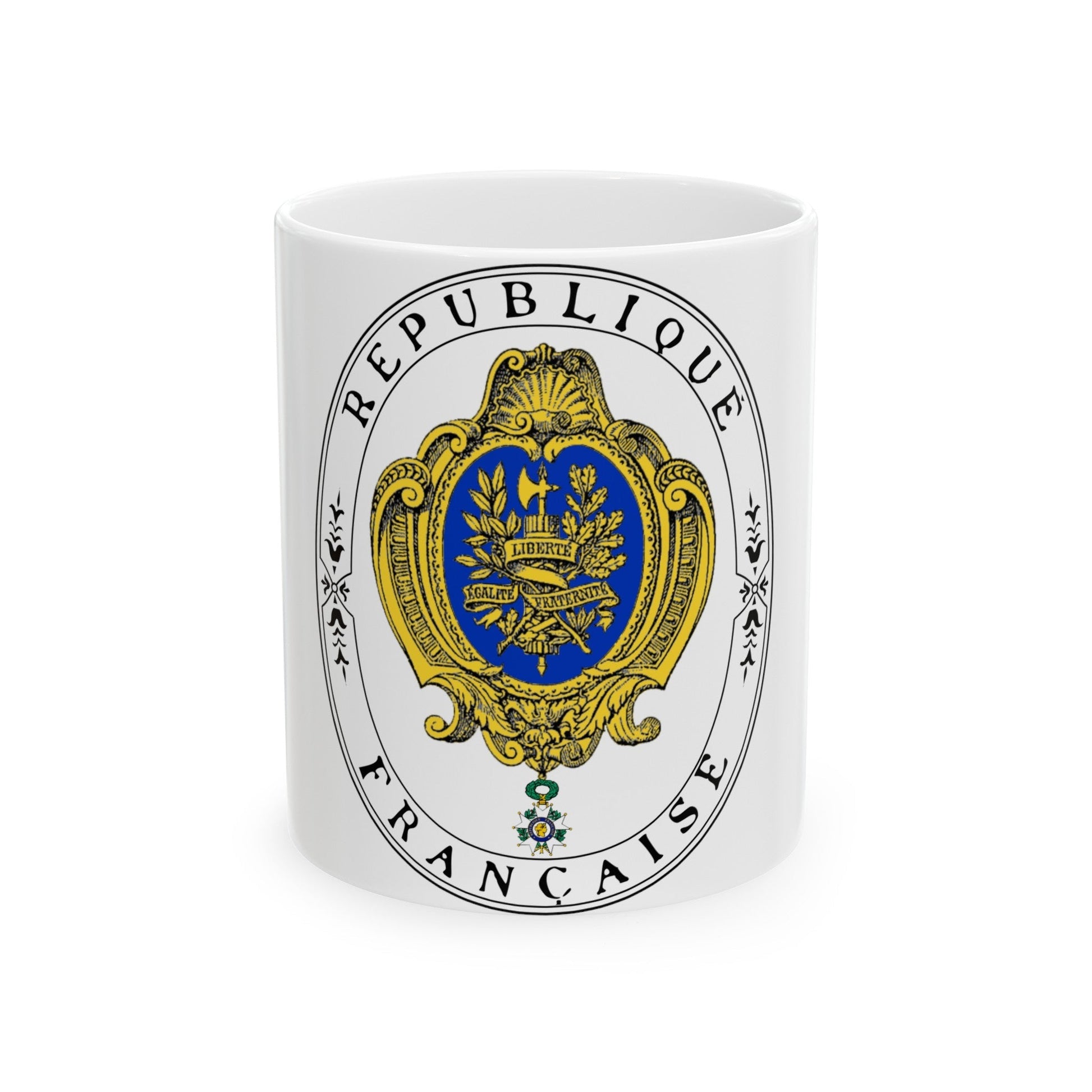 Coat of arms of the French Republic (1905) - White Coffee Mug-11oz-The Sticker Space