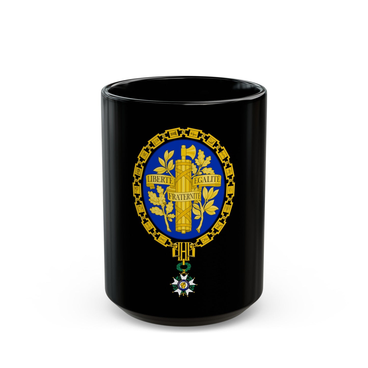 Coat of arms of the French Republic - Black Coffee Mug-15oz-The Sticker Space