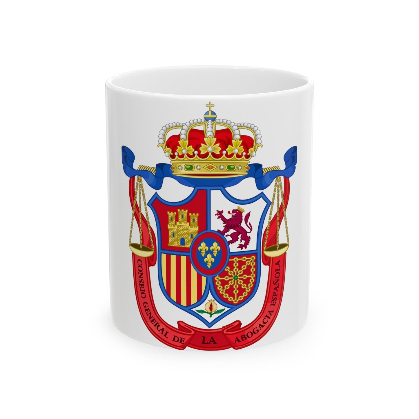 Coat of Arms of the General Council of Spanish Lawyers - White Coffee Mug-11oz-The Sticker Space