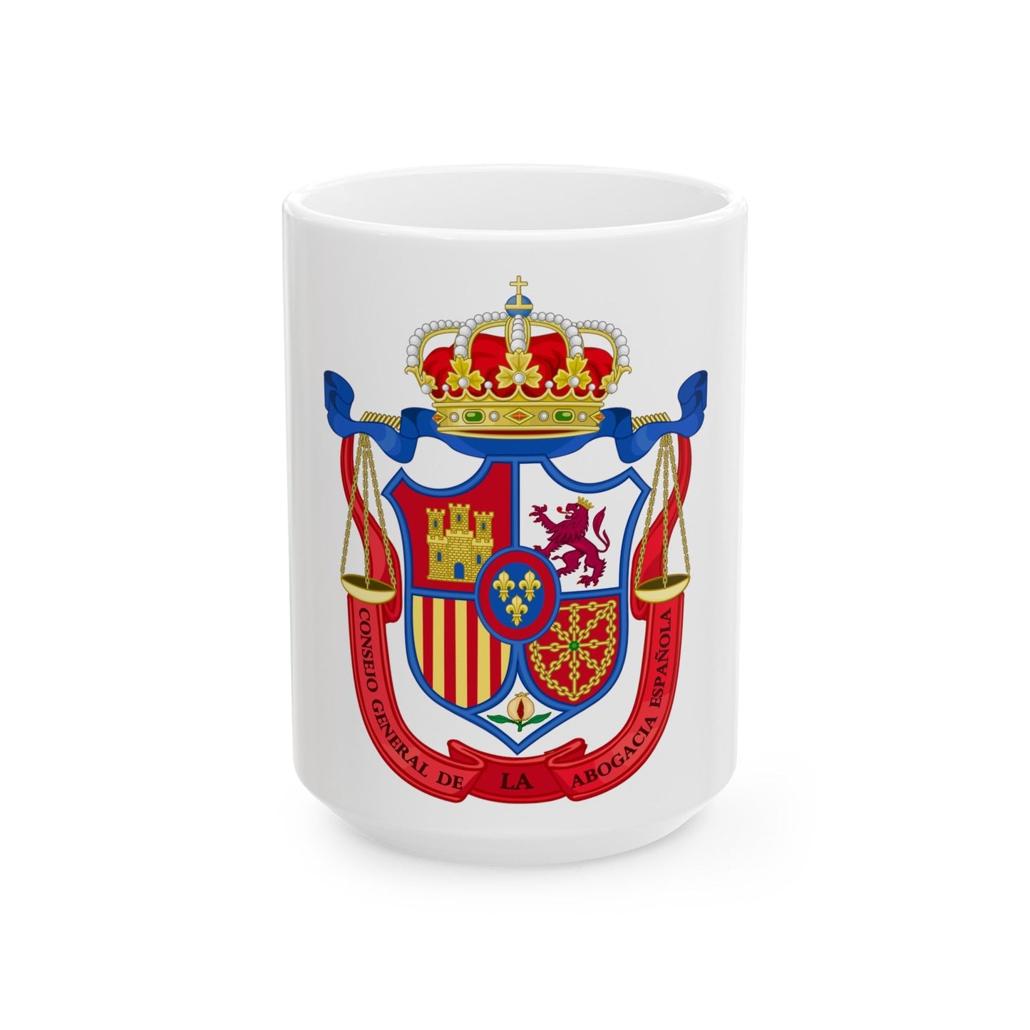 Coat of Arms of the General Council of Spanish Lawyers - White Coffee Mug-15oz-The Sticker Space