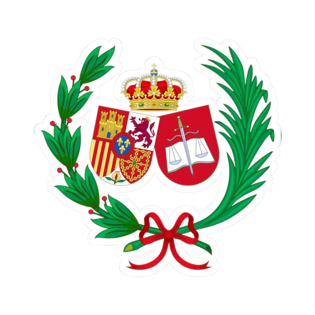 Coat of Arms of the General Council of Spanish Solicitors (Spain) (Coat of Arms) STICKER Vinyl Kiss-Cut Decal 2 Inch White - The Sticker Space