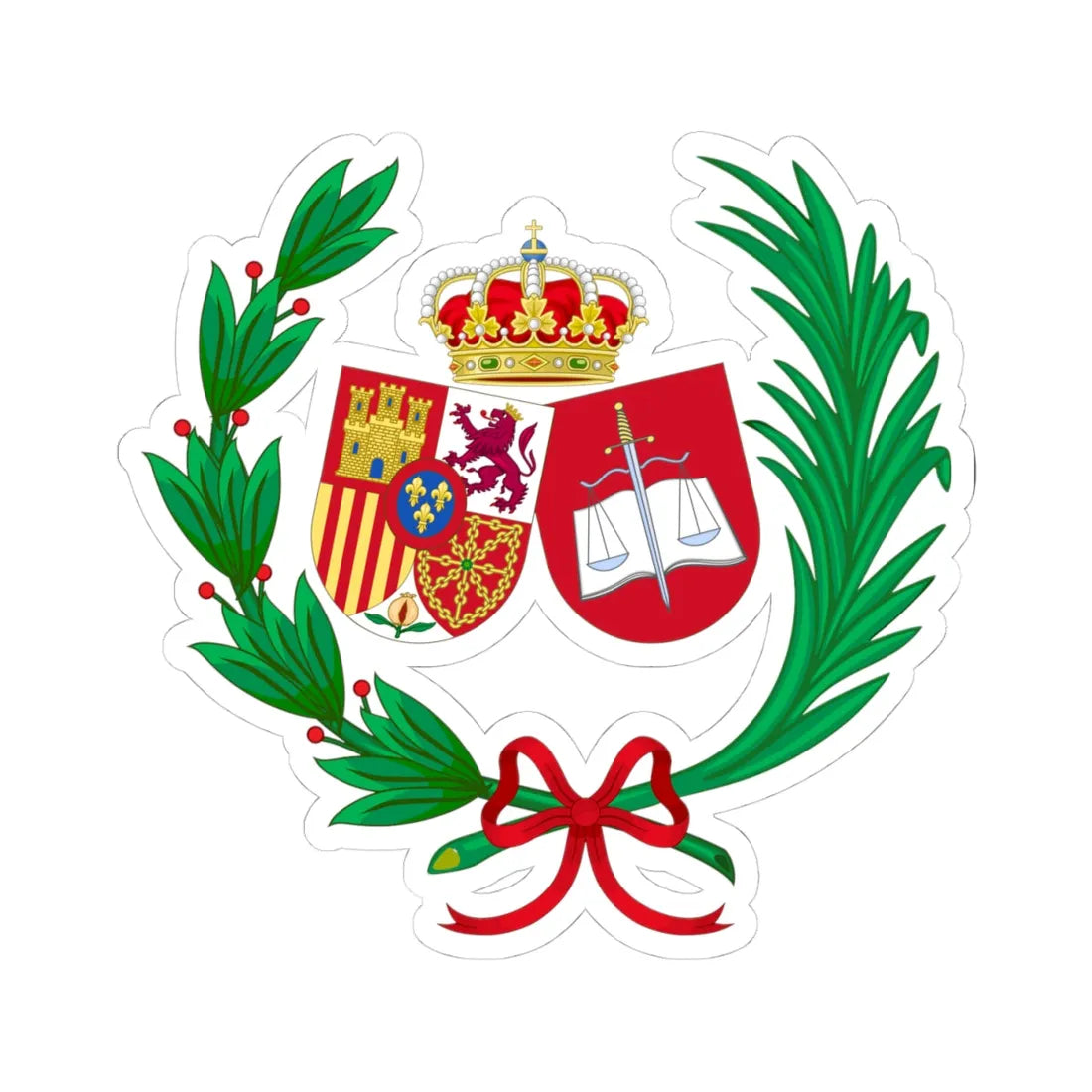 Coat of Arms of the General Council of Spanish Solicitors (Spain) (Coat of Arms) STICKER Vinyl Kiss-Cut Decal 4 Inch White - The Sticker Space