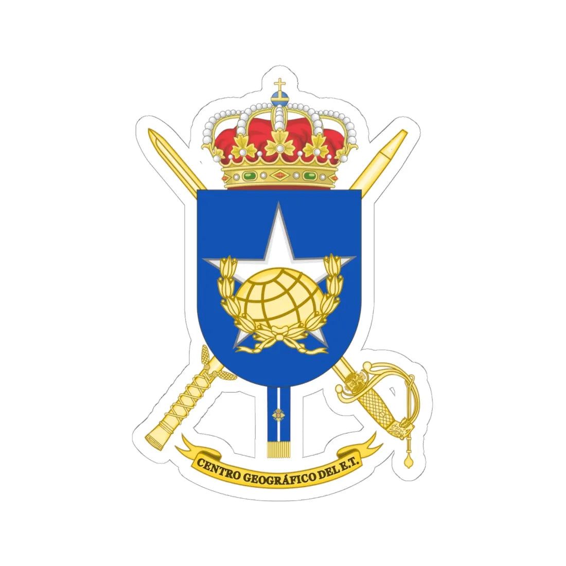 Coat of Arms of the Geography Centre of the Spanish Army (Spain) (Coat of Arms) STICKER Vinyl Kiss-Cut Decal 6 Inch White - The Sticker Space