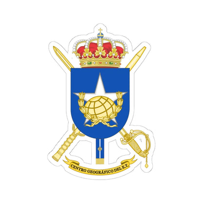 Coat of Arms of the Geography Centre of the Spanish Army (Spain) (Coat of Arms) STICKER Vinyl Kiss-Cut Decal 6 Inch White - The Sticker Space