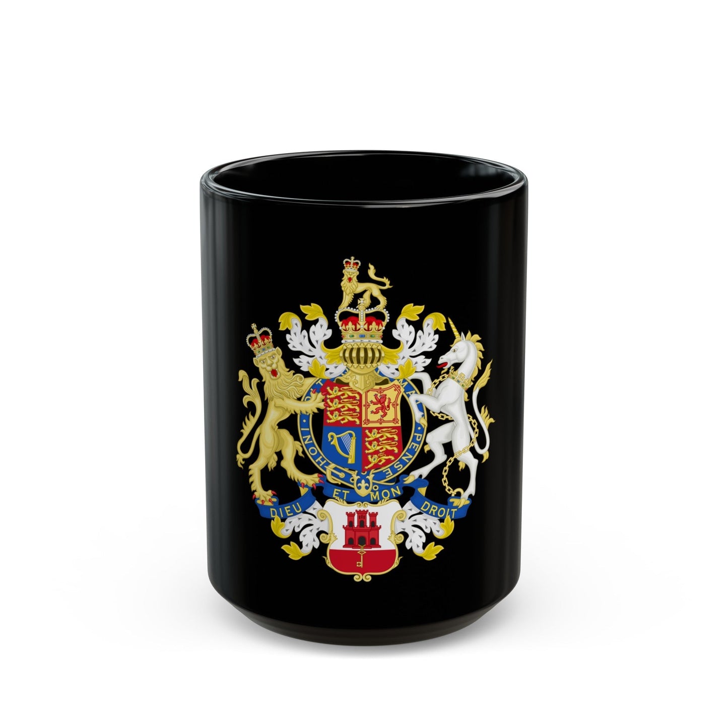 Coat of Arms of the Government of Gibraltar - Black Coffee Mug-15oz-The Sticker Space