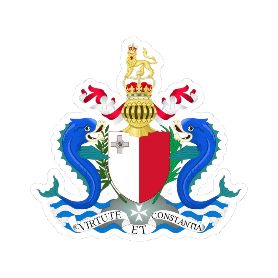 Coat of arms of the Governor-General of Malta 1964-1974 (Malta) (Coat of Arms) STICKER Vinyl Kiss-Cut Decal 3 Inch White - The Sticker Space