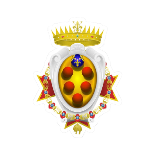 Coat of arms of the Grand Duchy of Tuscany 1562-1737 - type 2 (Italy) (Coat of Arms) STICKER Vinyl Kiss-Cut Decal 2 Inch White - The Sticker Space