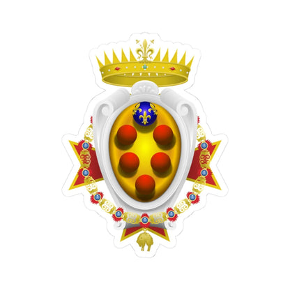 Coat of arms of the Grand Duchy of Tuscany 1562-1737 - type 2 (Italy) (Coat of Arms) STICKER Vinyl Kiss-Cut Decal 3 Inch White - The Sticker Space