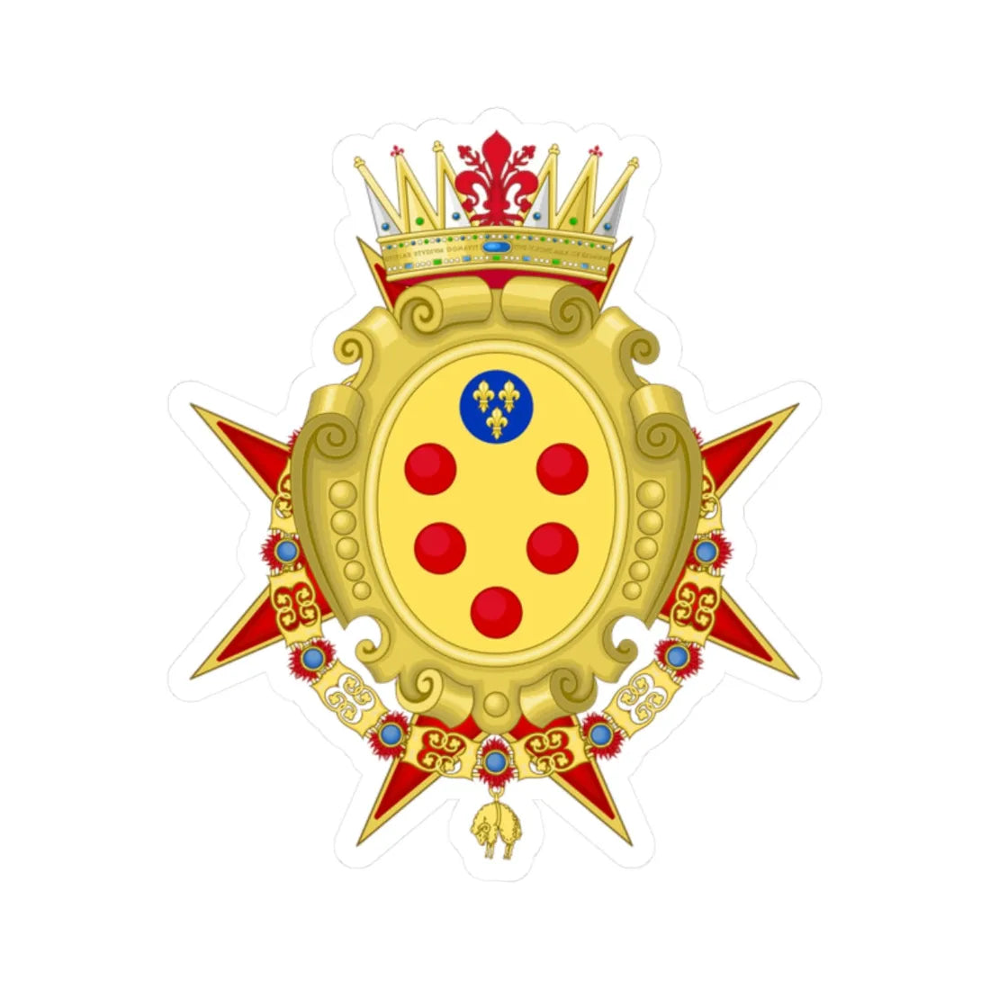 Coat of Arms of the Grand duchy of Tuscany (Italy) (Coat of Arms) STICKER Vinyl Kiss-Cut Decal 2 Inch White - The Sticker Space