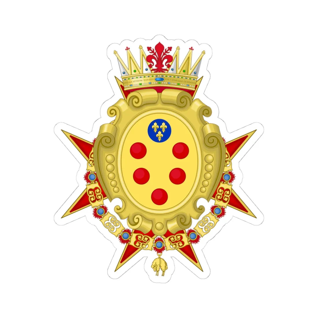 Coat of Arms of the Grand duchy of Tuscany (Italy) (Coat of Arms) STICKER Vinyl Kiss-Cut Decal 4 Inch White - The Sticker Space
